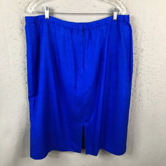 Shomi by Miller Shor Skirt Set Womens 20 Plus Size Blue 100% Silk Office Vintage - Picture 12 of 16